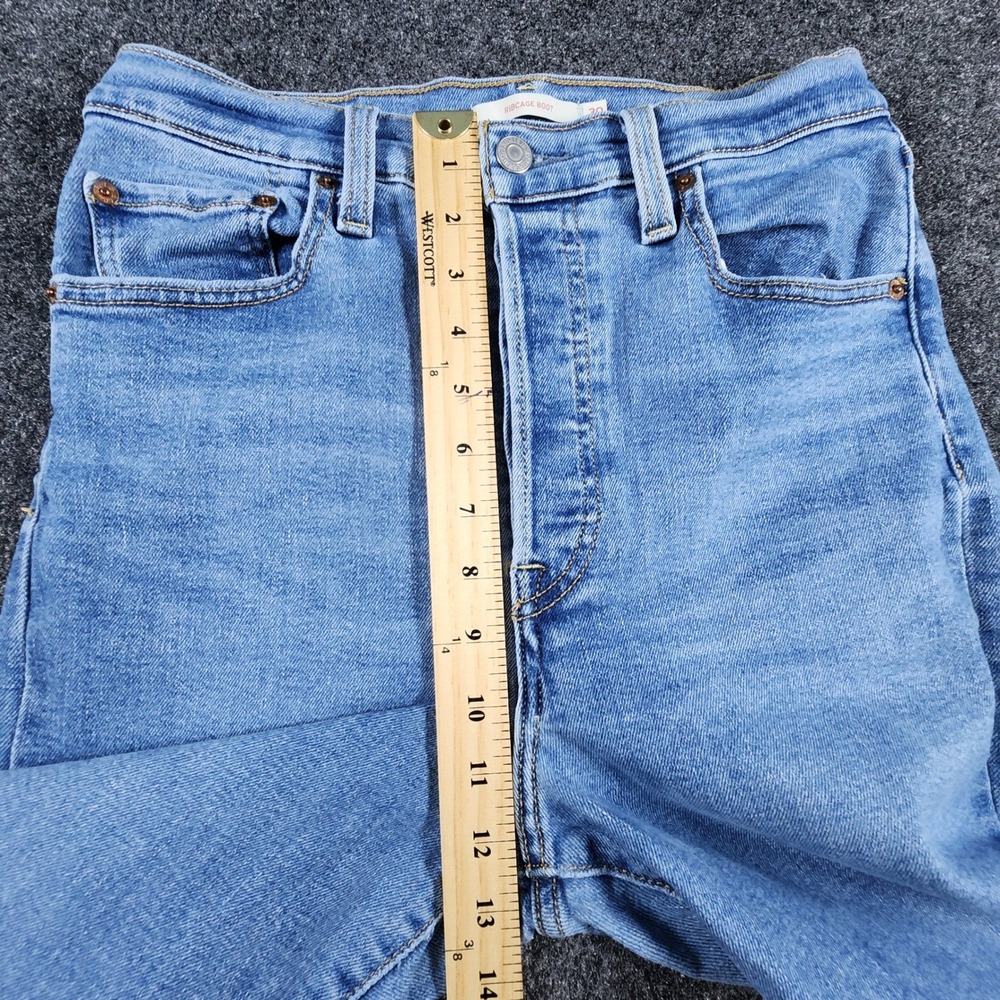 Levi's Ribcage Boot Cut Jeans Women 30x33 Fit 28×31 Blue High Rise Button Fly - Picture 12 of 12